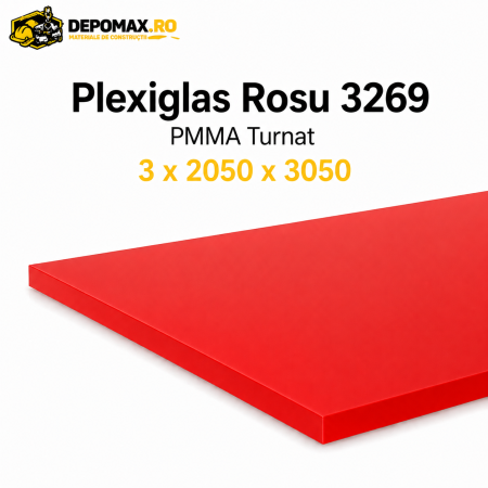 Plexiglas Rosu 3269 PMMA turnat 3 x 2050 x 3050 mm